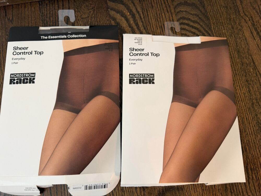 Nordstrom Rack Sheer Control Top Panty Hose NIB Sz B (3 Pairs) Black